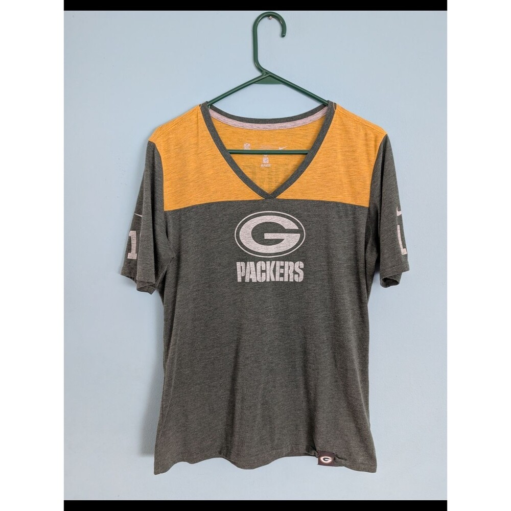 Nike NFL Team Apparel Green Bay Packers Aaron Rodgers #12 Women’s V‑Neck Tee XL